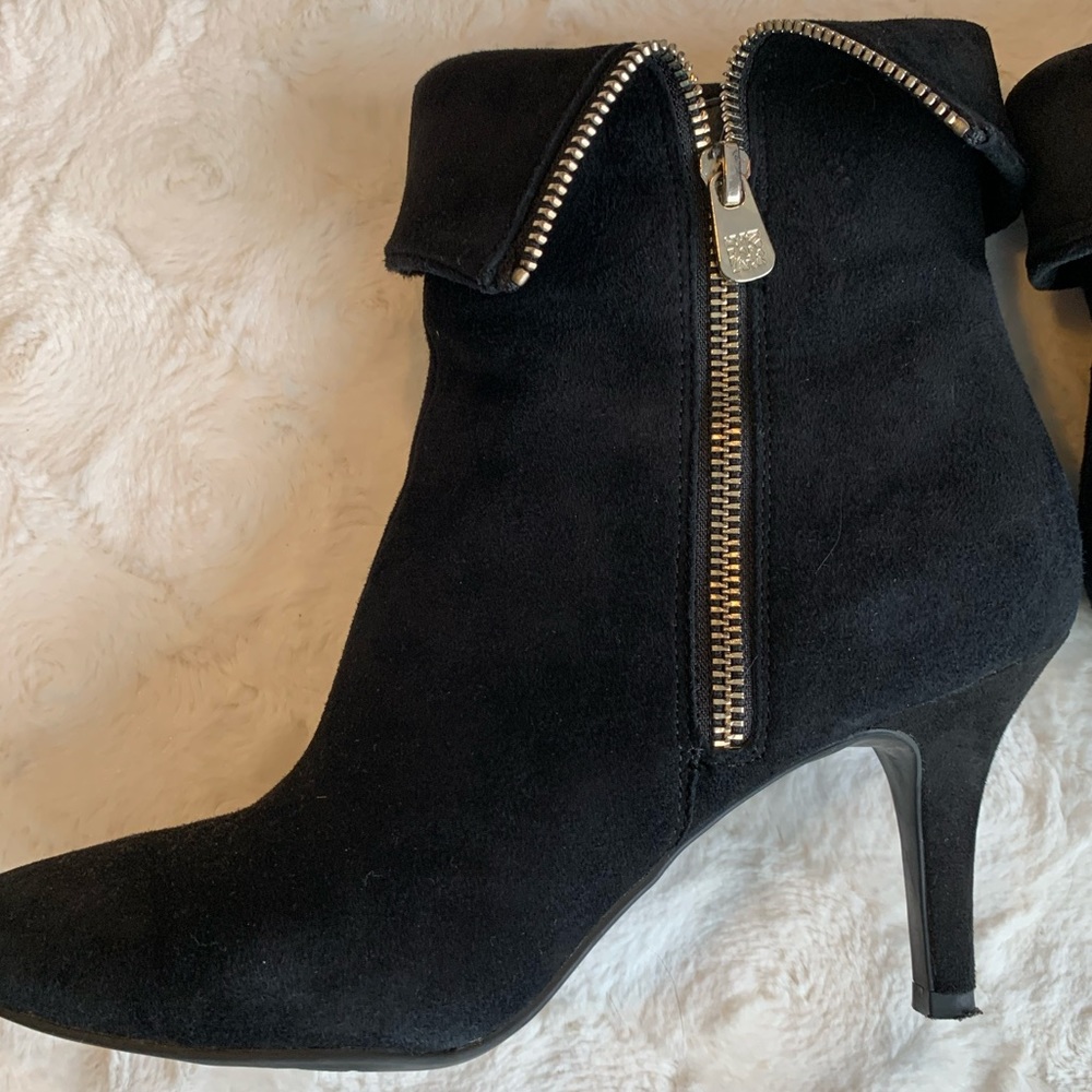Black suede booties . Size 8